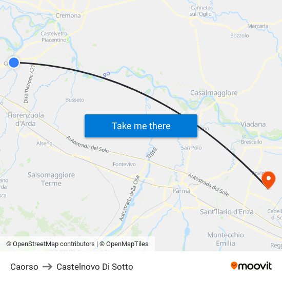 Caorso to Castelnovo Di Sotto map