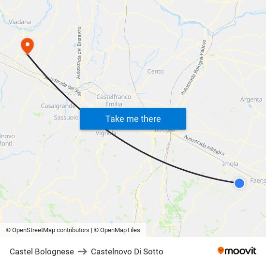 Castel Bolognese to Castelnovo Di Sotto map