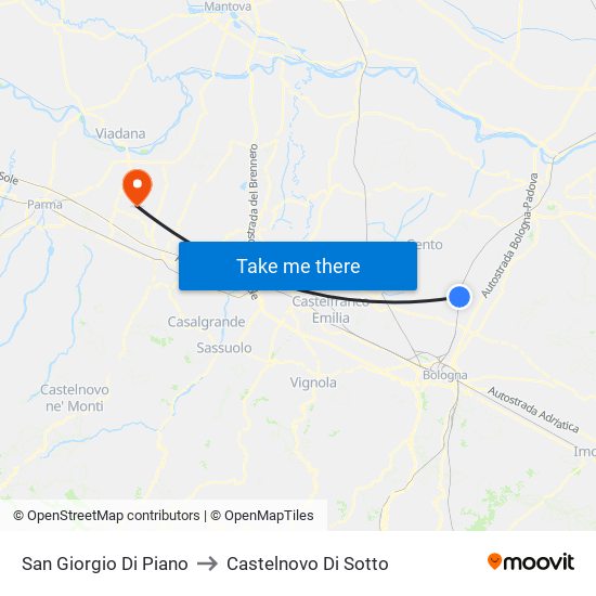San Giorgio Di Piano to Castelnovo Di Sotto map