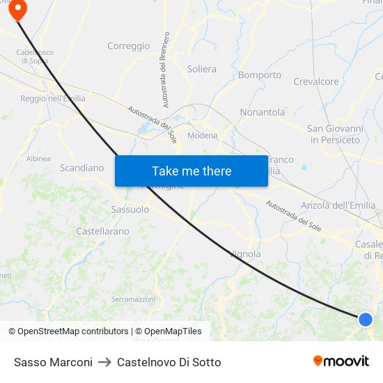 Sasso Marconi to Castelnovo Di Sotto map
