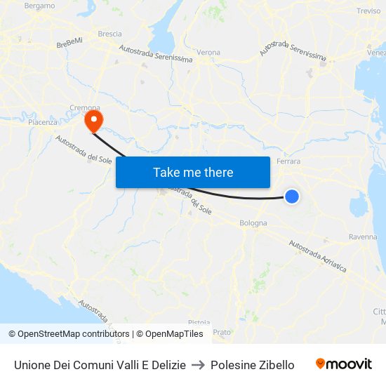 Unione Dei Comuni Valli E Delizie to Polesine Zibello map