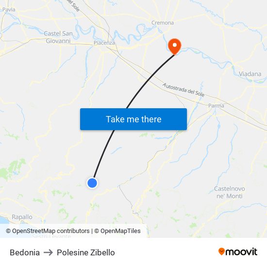 Bedonia to Polesine Zibello map
