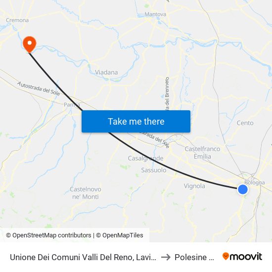 Unione Dei Comuni Valli Del Reno, Lavino E Samoggia to Polesine Zibello map