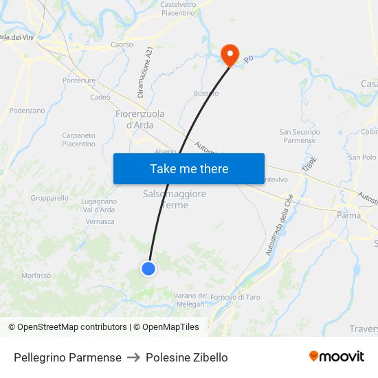 Pellegrino Parmense to Polesine Zibello map