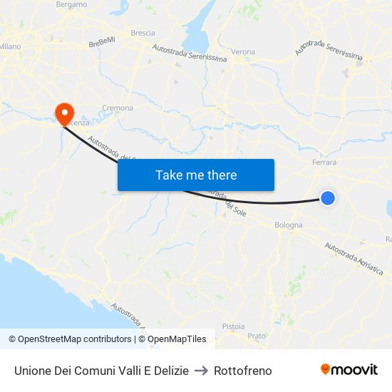 Unione Dei Comuni Valli E Delizie to Rottofreno map