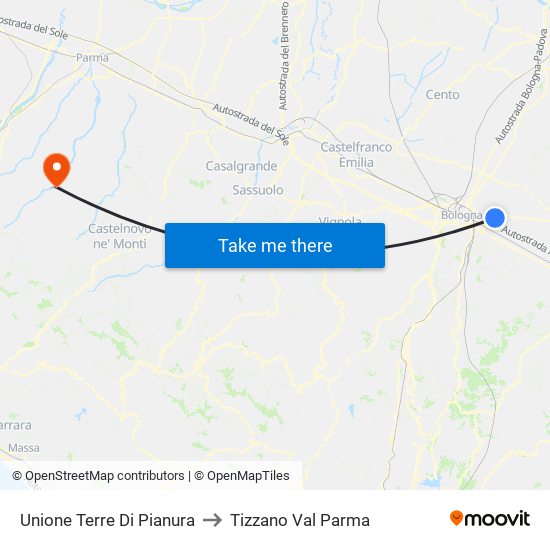 Unione Terre Di Pianura to Tizzano Val Parma map