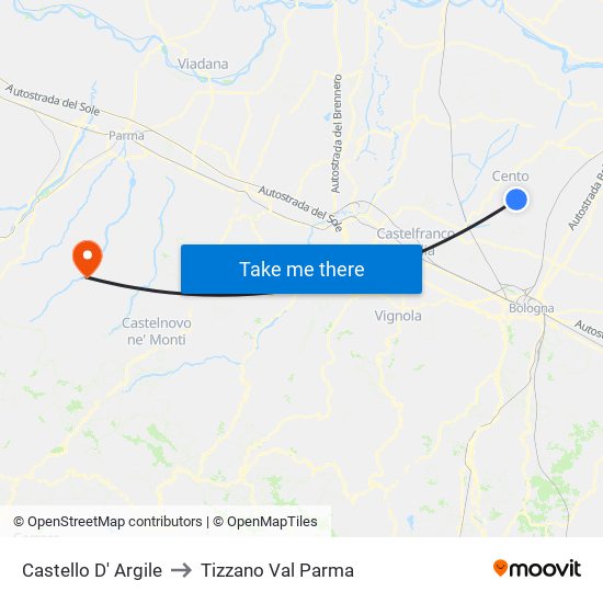 Castello D' Argile to Tizzano Val Parma map