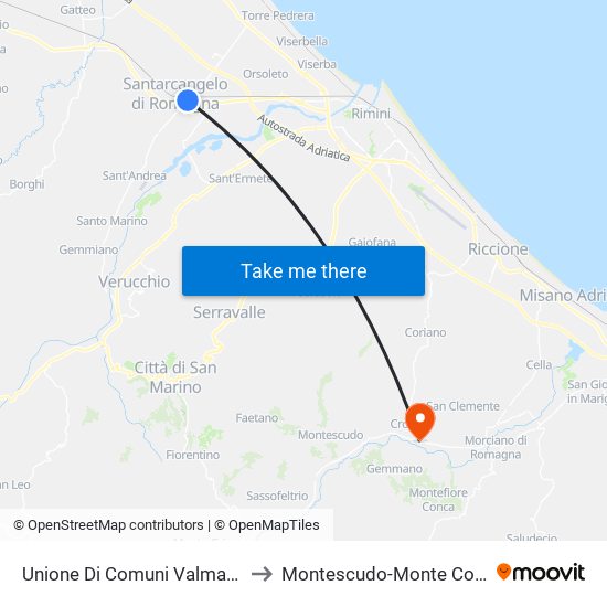 Unione Di Comuni Valmarecchia to Montescudo-Monte Colombo map