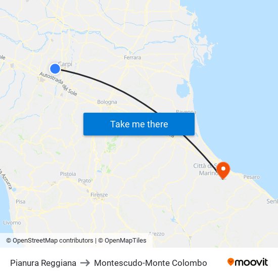 Pianura Reggiana to Montescudo-Monte Colombo map