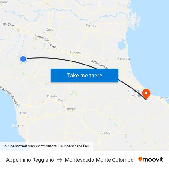 Appennino Reggiano to Montescudo-Monte Colombo map