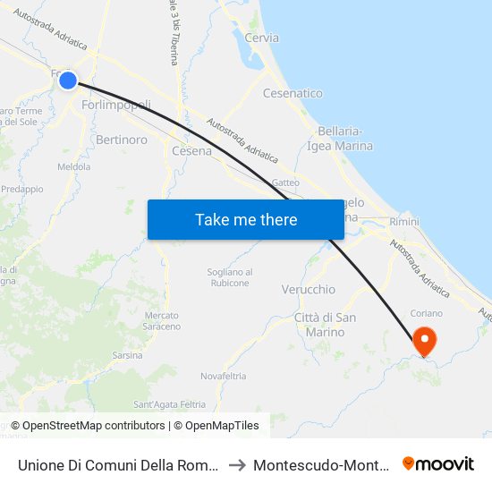 Unione Di Comuni Della Romagna Forlivese to Montescudo-Monte Colombo map
