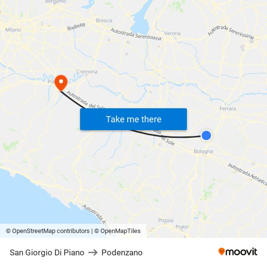 San Giorgio Di Piano to Podenzano map