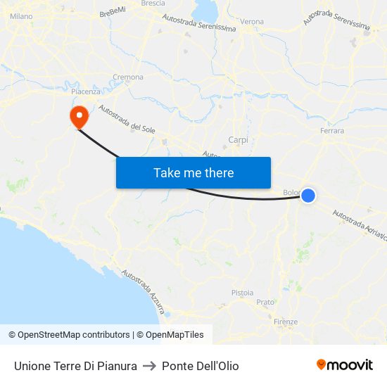 Unione Terre Di Pianura to Ponte Dell'Olio map