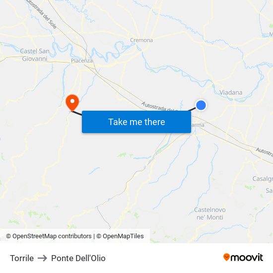Torrile to Ponte Dell'Olio map