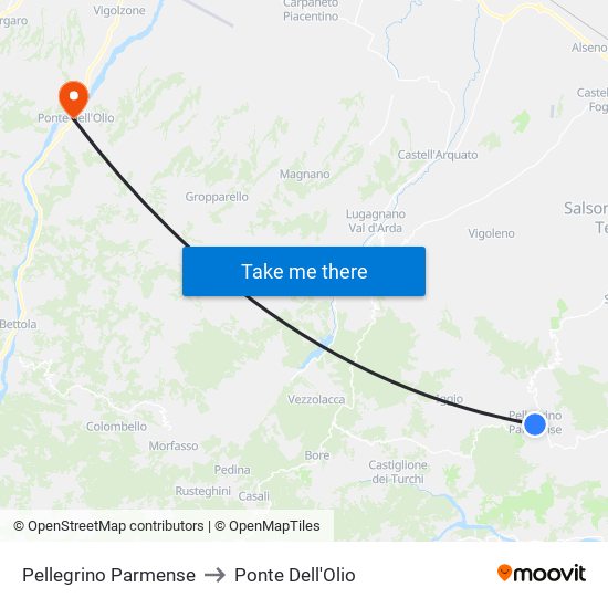 Pellegrino Parmense to Ponte Dell'Olio map