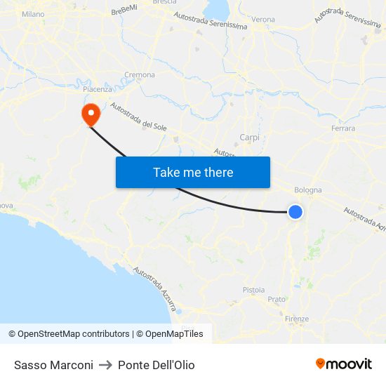 Sasso Marconi to Ponte Dell'Olio map