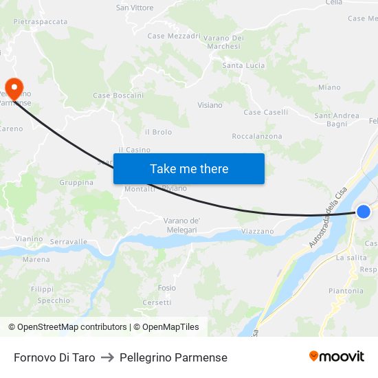 Fornovo Di Taro to Pellegrino Parmense map