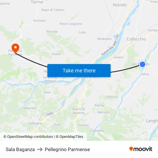 Sala Baganza to Pellegrino Parmense map