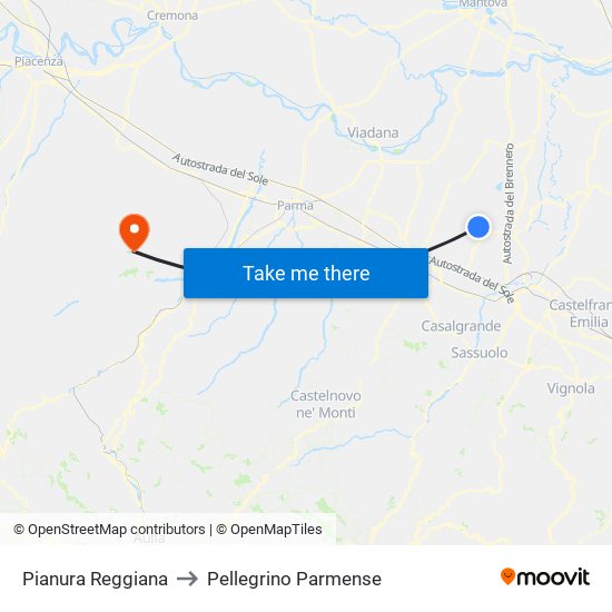 Pianura Reggiana to Pellegrino Parmense map