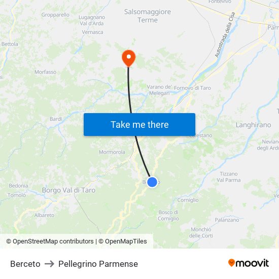Berceto to Pellegrino Parmense map