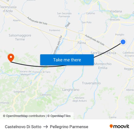 Castelnovo Di Sotto to Pellegrino Parmense map