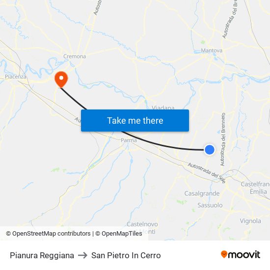 Pianura Reggiana to San Pietro In Cerro map