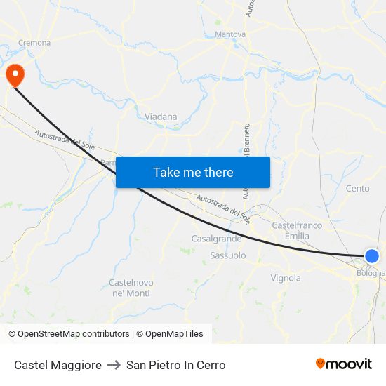 Castel Maggiore to San Pietro In Cerro map