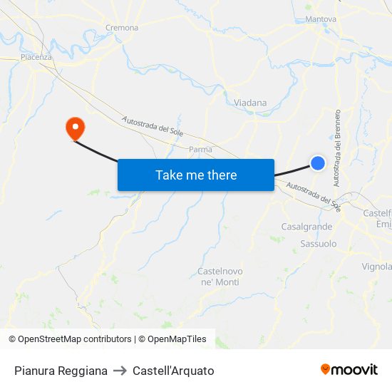 Pianura Reggiana to Castell'Arquato map