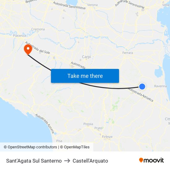 Sant'Agata Sul Santerno to Castell'Arquato map