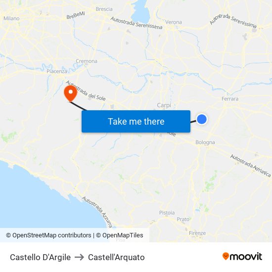 Castello D'Argile to Castell'Arquato map