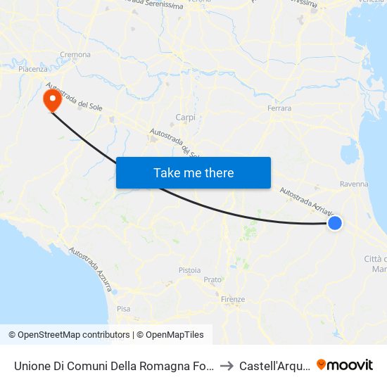 Unione Di Comuni Della Romagna Forlivese to Castell'Arquato map