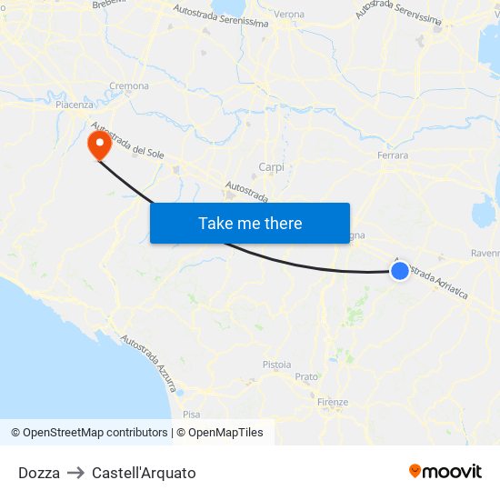 Dozza to Castell'Arquato map