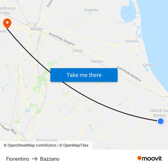 Fiorentino to Bazzano map