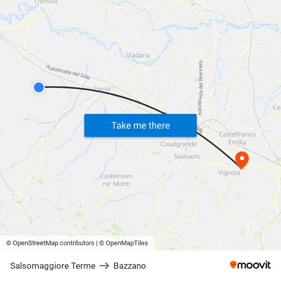 Salsomaggiore Terme to Bazzano map