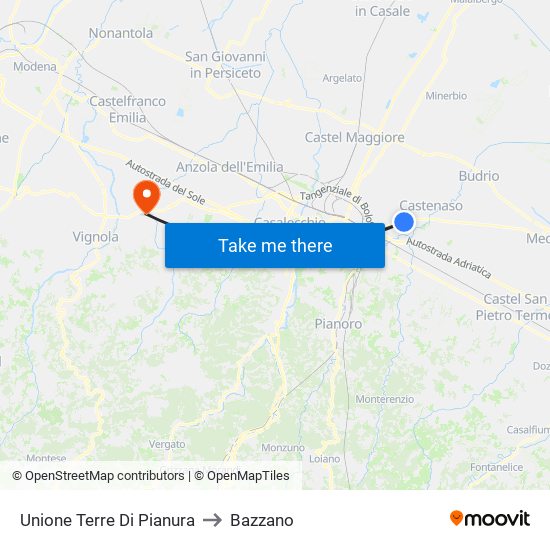 Unione Terre Di Pianura to Bazzano map