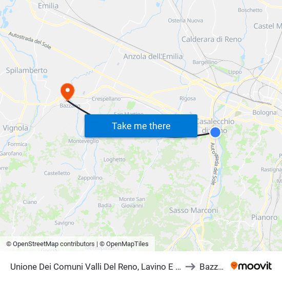 Unione Dei Comuni Valli Del Reno, Lavino E Samoggia to Bazzano map