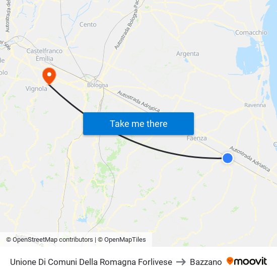 Unione Di Comuni Della Romagna Forlivese to Bazzano map