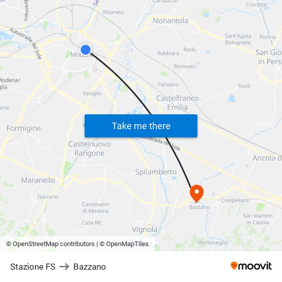 Stazione FS to Bazzano map