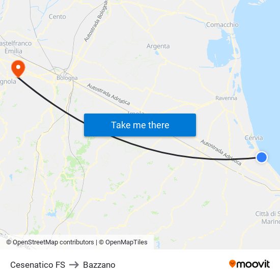 Cesenatico FS to Bazzano map