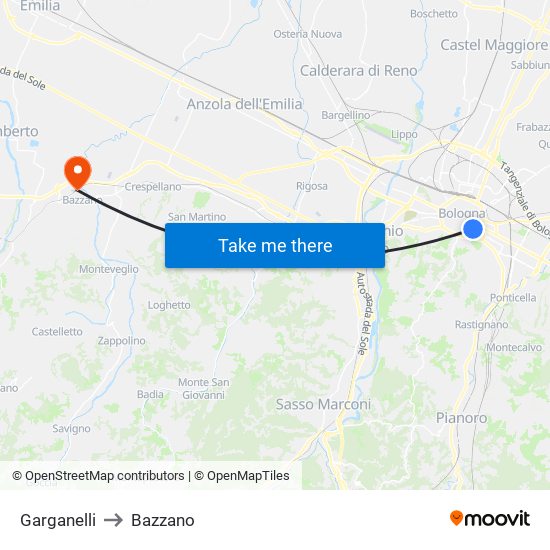 Garganelli to Bazzano map