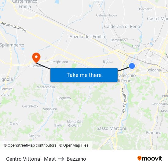 Centro Vittoria - Mast to Bazzano map