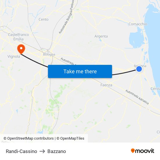Randi-Cassino to Bazzano map