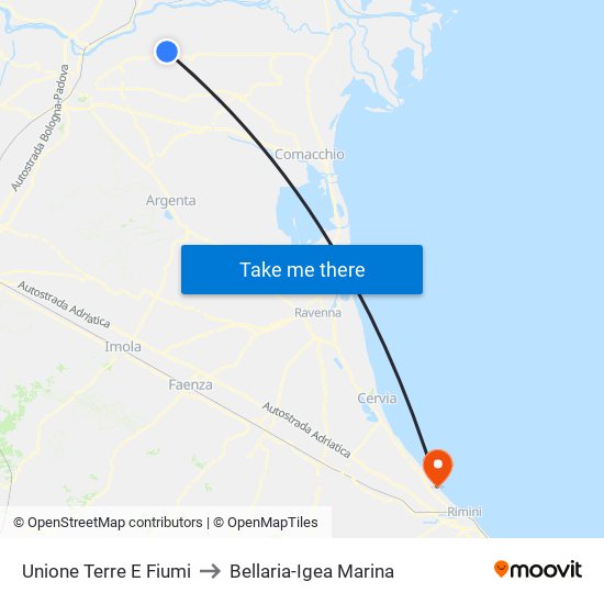 Unione Terre E Fiumi to Bellaria-Igea Marina map
