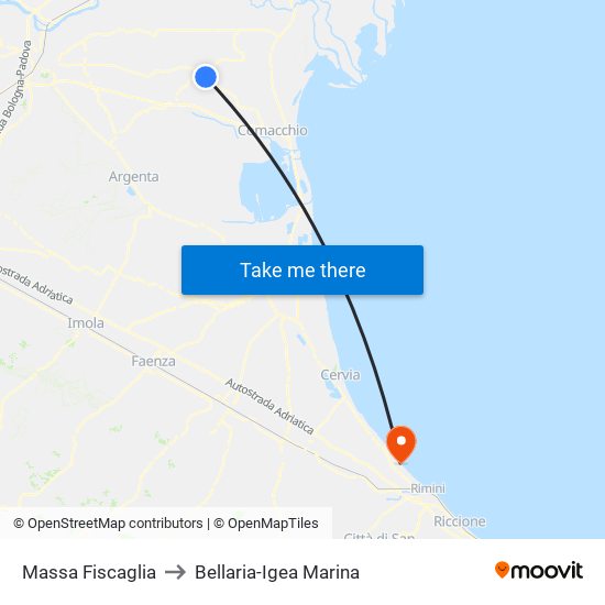 Massa Fiscaglia to Bellaria-Igea Marina map