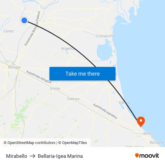 Mirabello to Bellaria-Igea Marina map