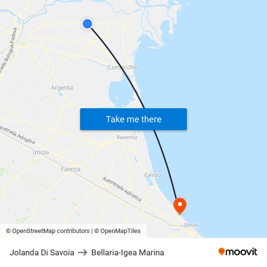Jolanda Di Savoia to Bellaria-Igea Marina map
