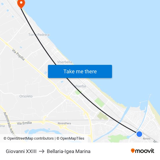 Giovanni XXIII to Bellaria-Igea Marina map