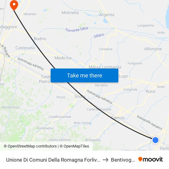 Unione Di Comuni Della Romagna Forlivese to Bentivoglio map