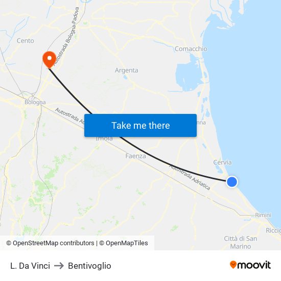 L. Da Vinci to Bentivoglio map