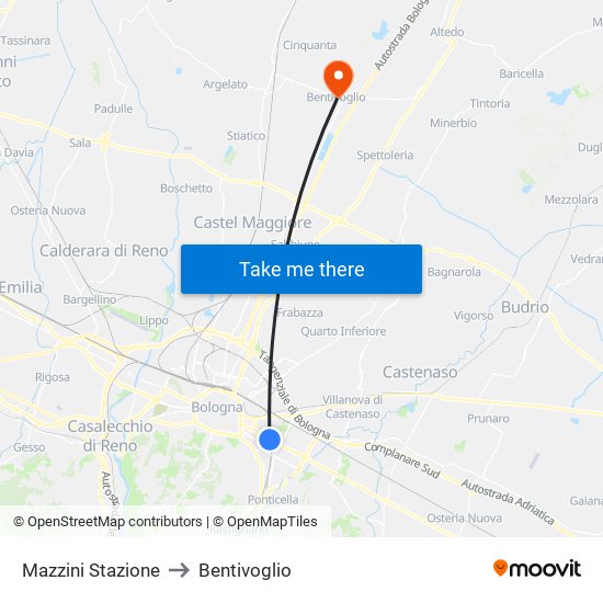 Mazzini Stazione to Bentivoglio map